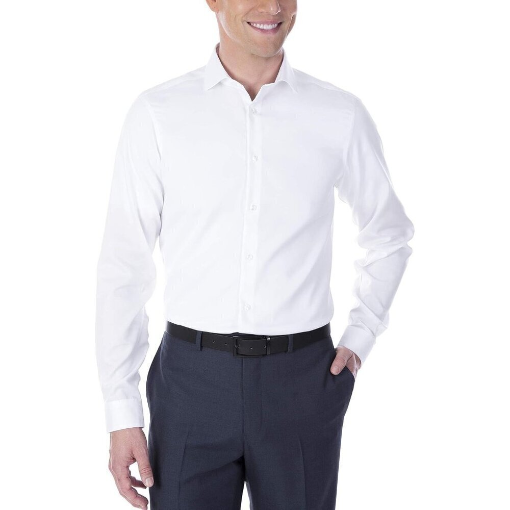 NWOT Calvin Klein Men's M White Long Sleeve Button Dress Dress Shirt